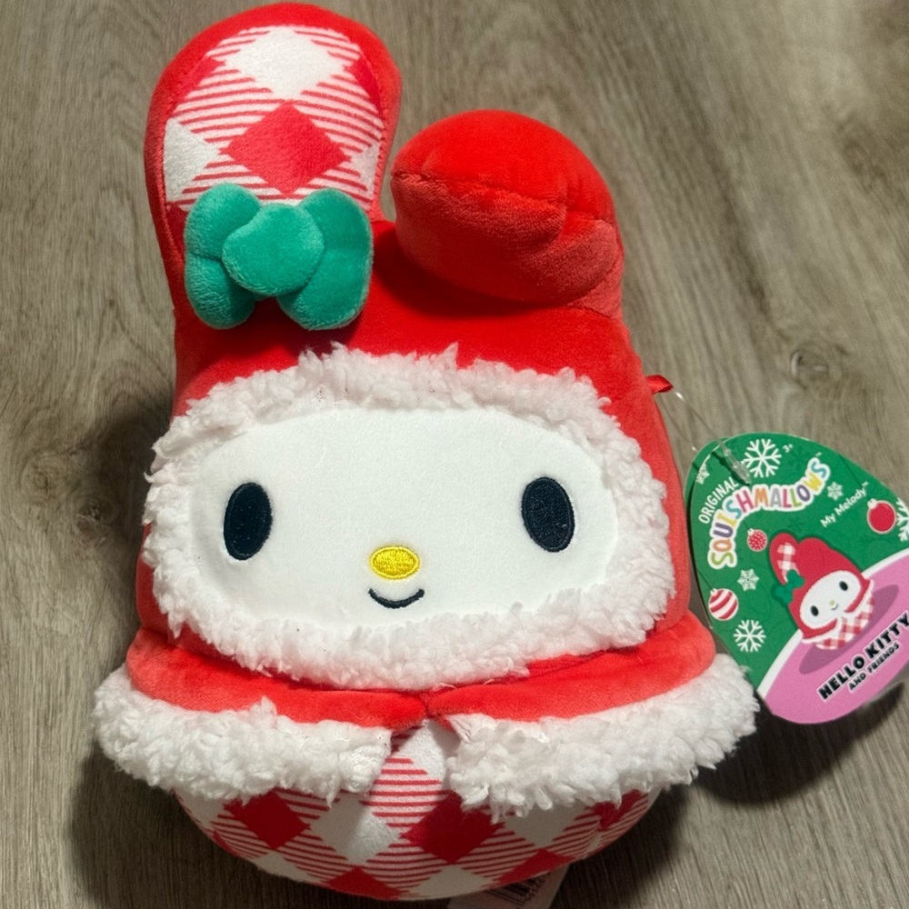 Squishmallows Sanrio My Melody Holiday Gingham Plush Stuffed Toy Hello Kitty New